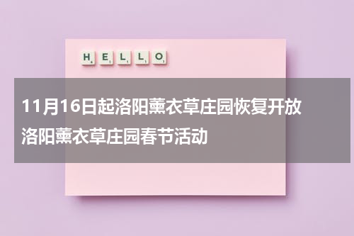 11月16日起洛阳薰衣草庄园恢复开放 洛阳薰衣草庄园春节活动